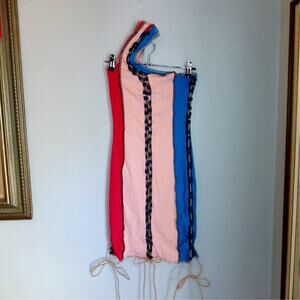 Mis58 Los Angeles Colorblock One Shoulder Laced Mini Dress M